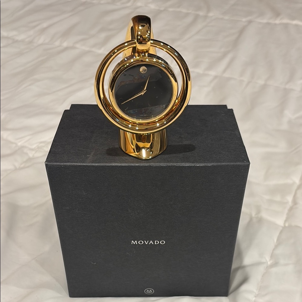 Movado Gold and Black Clock- one of a kind